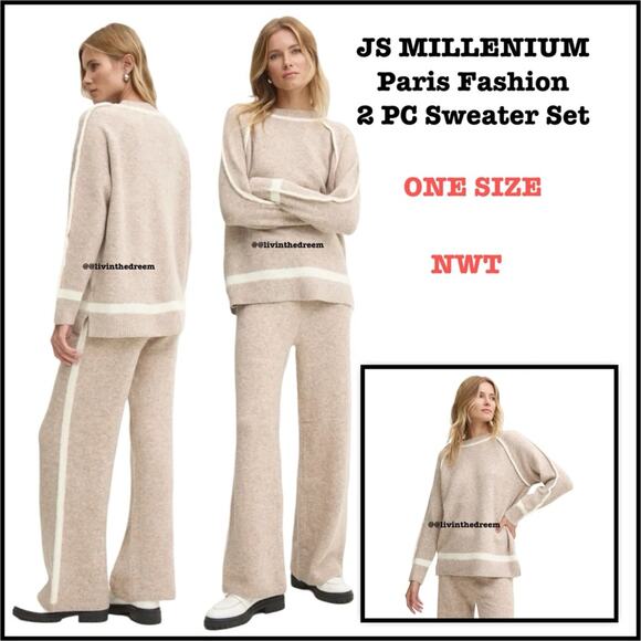 JS MILLENIUM Paris Fashion 2 PC Sweater Set O/S $120 - Picture 1 of 16